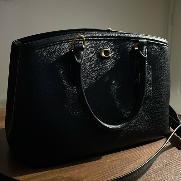 Coach Black Satchel with Gold Accents - Picture 1 of 11